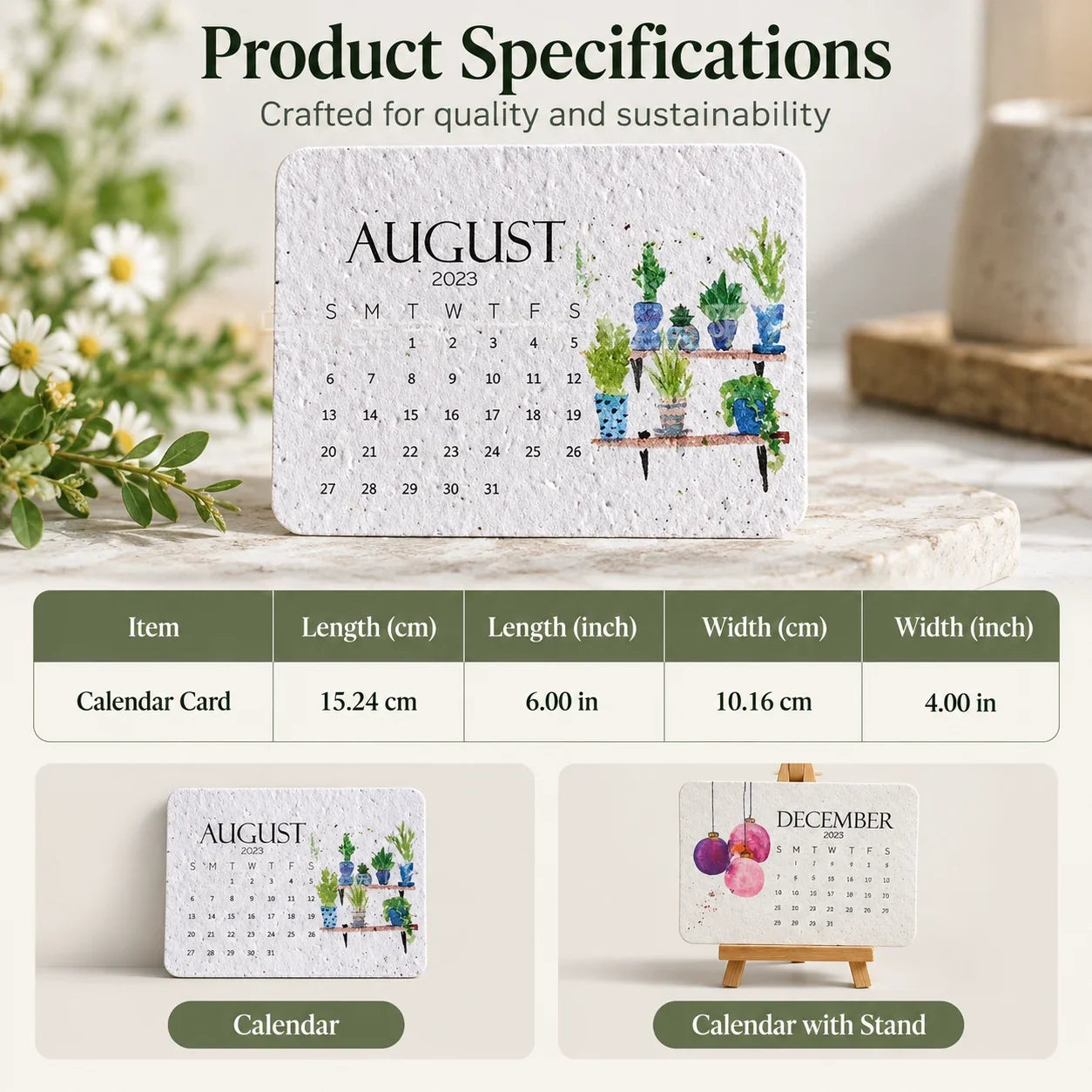 Eco-Friendly Plantable ‘Timeless’ Seed Calendar 2027