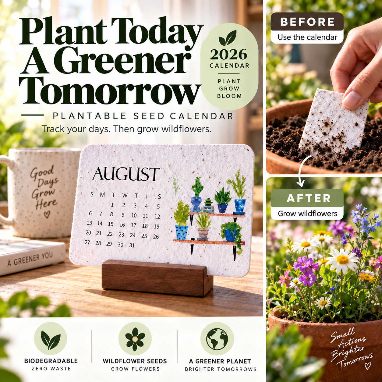Eco-Friendly Plantable ‘Timeless’ Seed Calendar 2027
