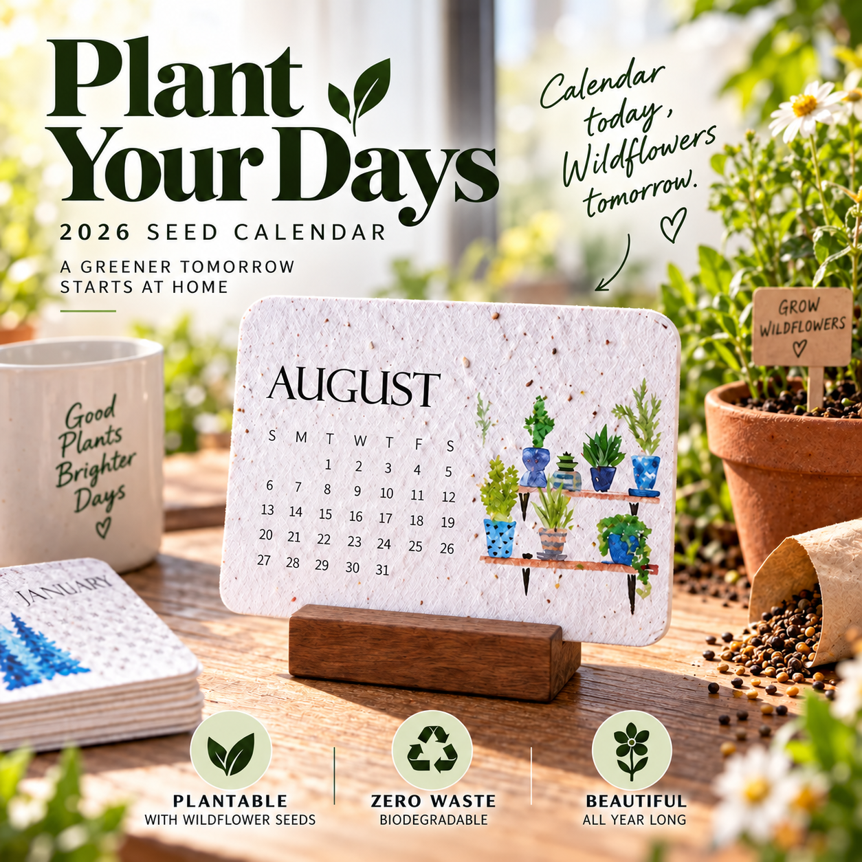 Eco-Friendly Plantable ‘Timeless’ Seed Calendar 2027